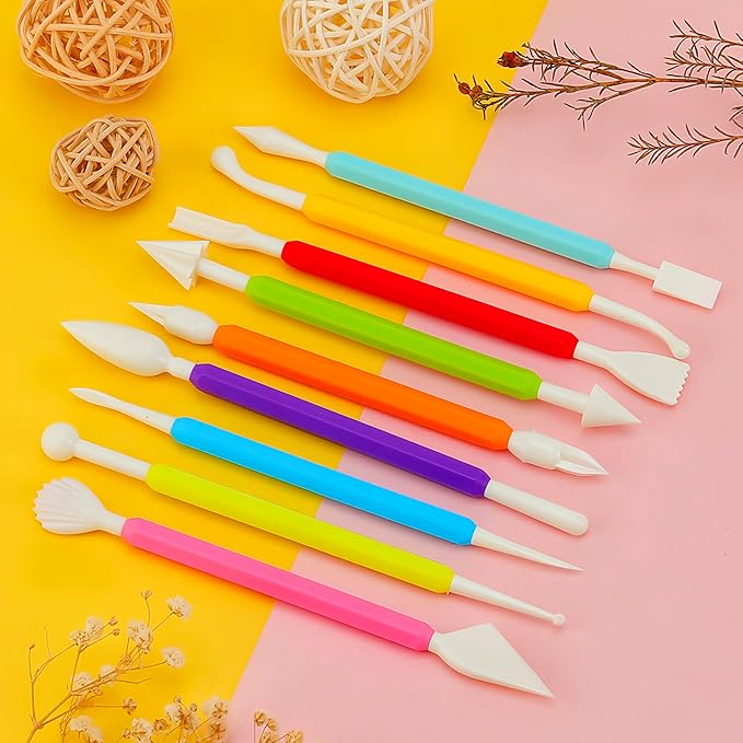 2 Set Air Dry Clay Tools, 18PCS Polymer Clay Tools Kit for Modeling, Plastic Clay Tools Sculpting for Kids, Adults, Molding, Shaping, Carving, Dotting, Trimming, Pottery, Craft Supplies Accessories