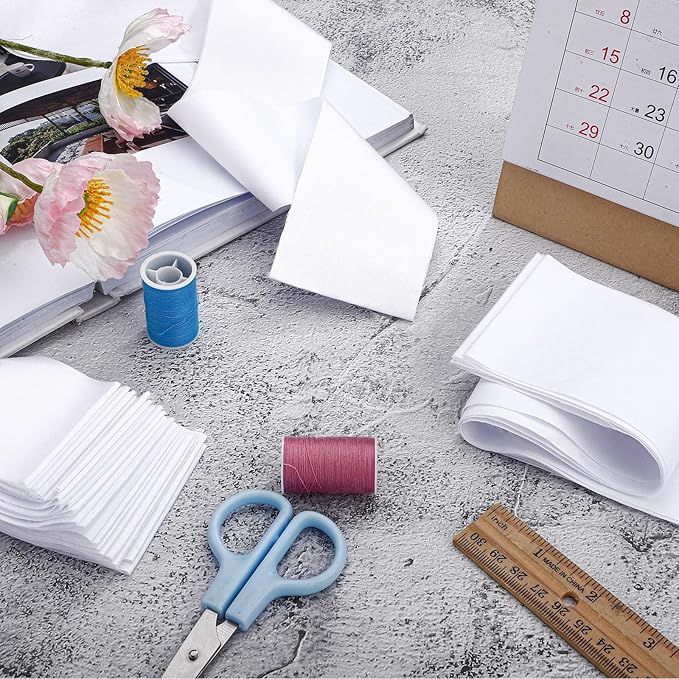 Ganeen 100 Pcs White Quilting Fabric Roll 2.56 Inch Cotton Fabric Squares Jelly Patchwork Precut Strips Bundles for Holiday Materials Craft DIY Sewing Cloths