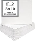 milo Canvas Panel Boards for Painting | 8x10 inches | 24 Pack of Flat Canvas Panels, Primed & Ready to Paint Art Supplies for Acrylic, Oil, Mixed Wet Media, & Pouring, Bulk Painting Party Pack