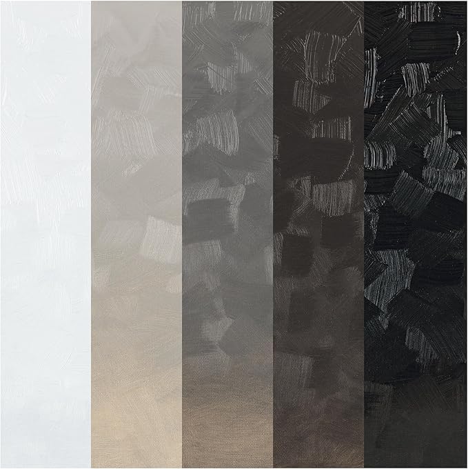 Tusc & Pine Artist Oil Paint - 40 ml Set of 5 - Greys - Non-Yellowing, Rich & Creamy Consistency, Maximum Pigment Load, Small Batch Milled Oil Paints Developed for Professional Artists