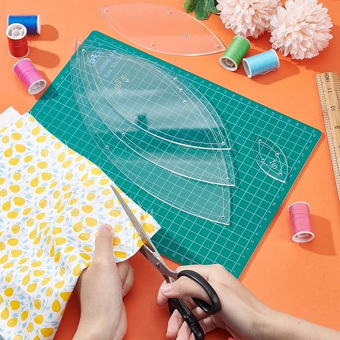 BENECREAT 6PCS Leaf Quilting Templates Set, 1" 2" 3" 4" 5" 6" Transparent Acrylic Quilting Rulers Templates 2.5mm Thick Stencils for Woodworking, Quilting Sewing Needlework Craft