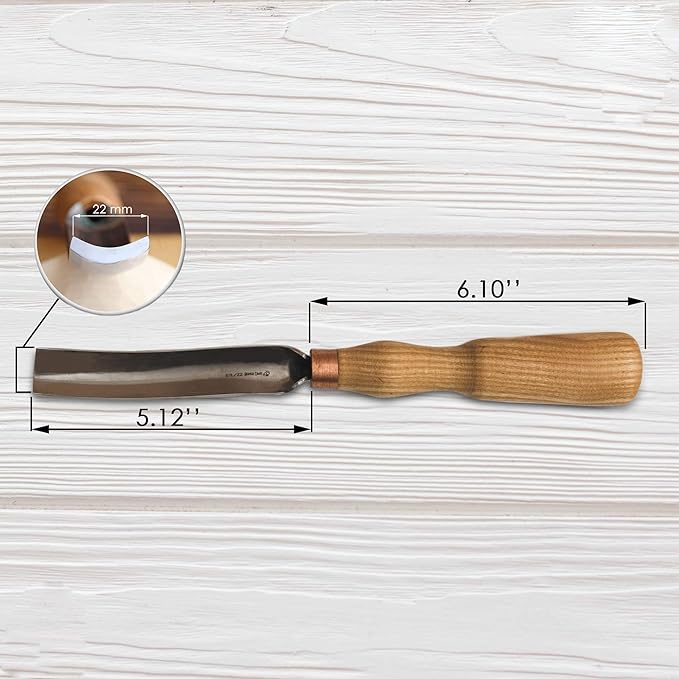 BeaverCraft Wood Carving Gouge 7L/22 Spoon Carving Tools, Chisels - Bowl Gouge, Wood Curved Chisel - Whittling Spoon Knife