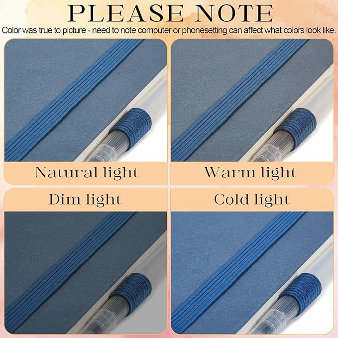 Remowith Leather Cover Watercolor Sketchbook, 6"x5.5" Journal, 300gsm Cold Press Cotton Paper (24 Sheets/48 Pages), Perfect Watercolor Journal for Markers, Pastels, Blue