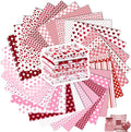 Tatuo 30 Pieces 10 x 10 Inches Cotton Fabric Bundle Squares Patchwork Floral Fabric Sewing Quilting Bundles Assorted Pattern Cloth for DIY Scrapbook Craft Making(Valentine)