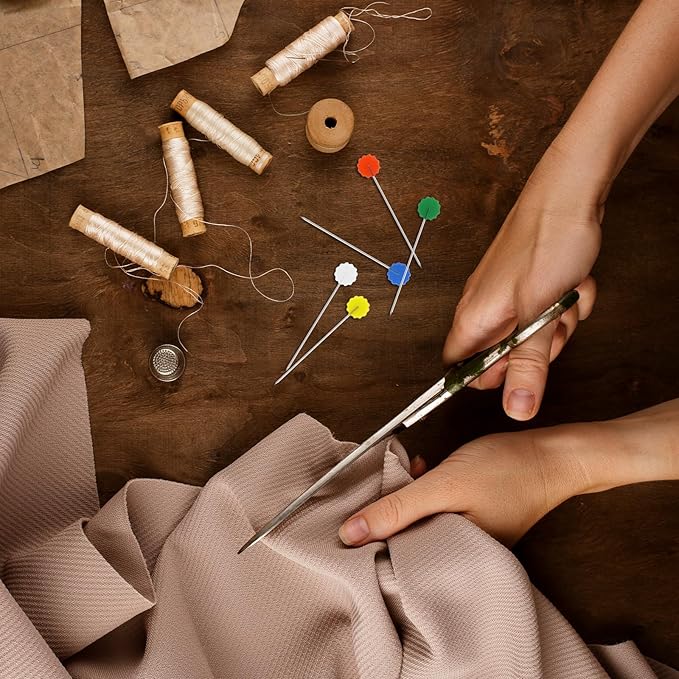 200Pcs Flat Head Straight Pins, Flower Head Sewing Pins Assorted Colors Quilting Pin for Sewing DIY Projects Jewelry Decoration Dressmaker
