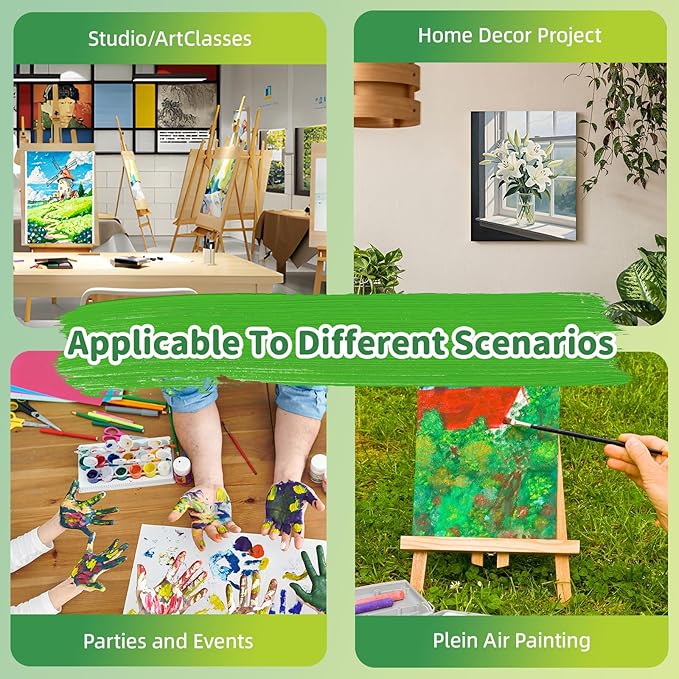 24PK Canvas Boards for Painting –4 Sizes (5x7'' 8x10'' 9x12'' 11x14'') –100% Cotton Gesso Pre-Primed Canvas for Acrylic, Oil, Watercolor, Gouache | Art Supplies for Beginner & Artists & Student