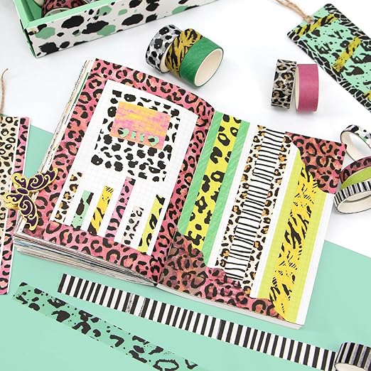 40 Rolls Washi Tape Set - Decorative Tape, Lucky Leopard Colored Tape, Scrapbook Washi Tape for Journaling, Scrapbook Tape, Craft Tape, Washintape