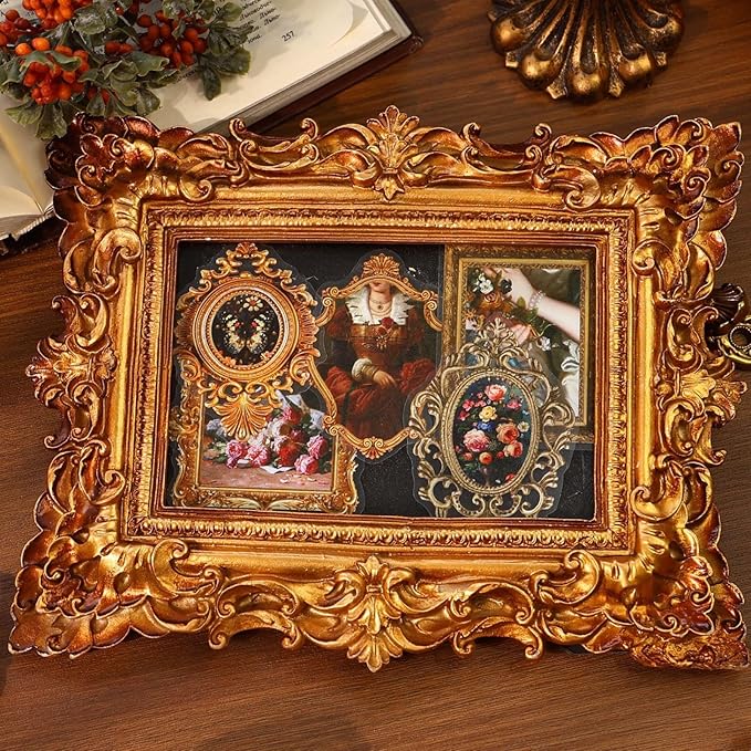 80 Pieces Vintage Baroque Style Frame Background Scrapbook Sticker Set, 4 Pack Aesthetic Palace Style PET Stickers for Scrapbooking, Journaling, Waterproof DIY Crafts and Junk Journal