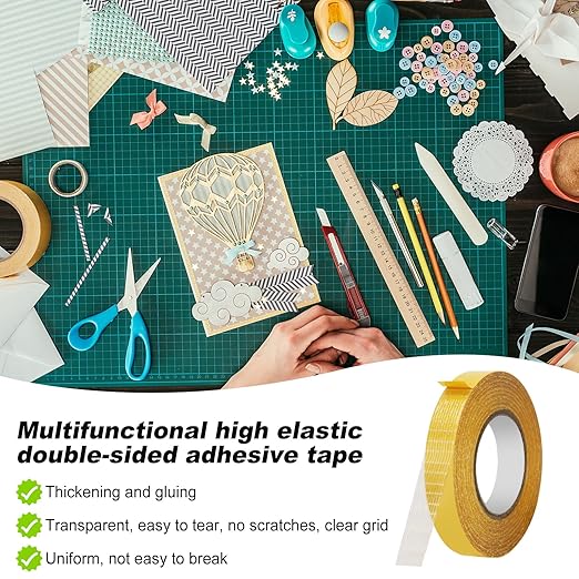4 Pack， 0.5 in x 33FT/10m，Double Sided Fabric Tape Heavy Duty for Hem，Fashion Dress, Cloth， Curtains，High Adhesive Sticky but Removable and Residue Free, No Sewing or Ironing Need，Multipurpose,