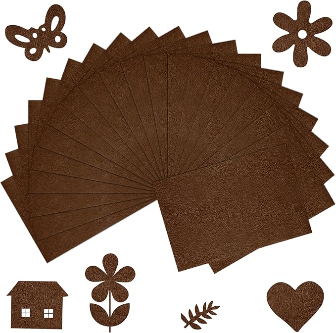 20 Pcs Brown Felt Fabric Sheet 8" x 12" Assorted Color Felt Fabric Sheets for Crafts DIY Handcraft Sewing Squares Patchwork Nonwoven