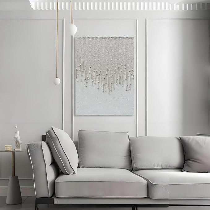 Art Hand-Painted White Minimalist Oil Painting Modern Abstract Art Painting 40x28 inch Home Wall Decoration