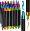 ARTISTRO 36 Metallic Acrylic Paint Markers for Rock, Fabric, Wood, Glass, Craft, Decoration - Dual-Tip Paint Pens - Stocking Stuffers, Christmas Gift Idea for Teens, Grandkids, Kids - Art Supplies