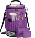 IBFUN Crochet Yarn Knitting Bag 3PCS - Expandable Yarn Storage Organizer Crocheting Bag with Accessories Cases Adjustable Strap for Hooks, Needles, Accessories, Crochet Lovers, Supplies, Beginners