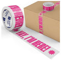 Fun Decorative Packing Tape for Small Business - Cute Designer Printed Packaging and Shipping Tape - 1.88" x 110 Yards (330 feet) - Yay, I'm Here! Clear Hot Pink,