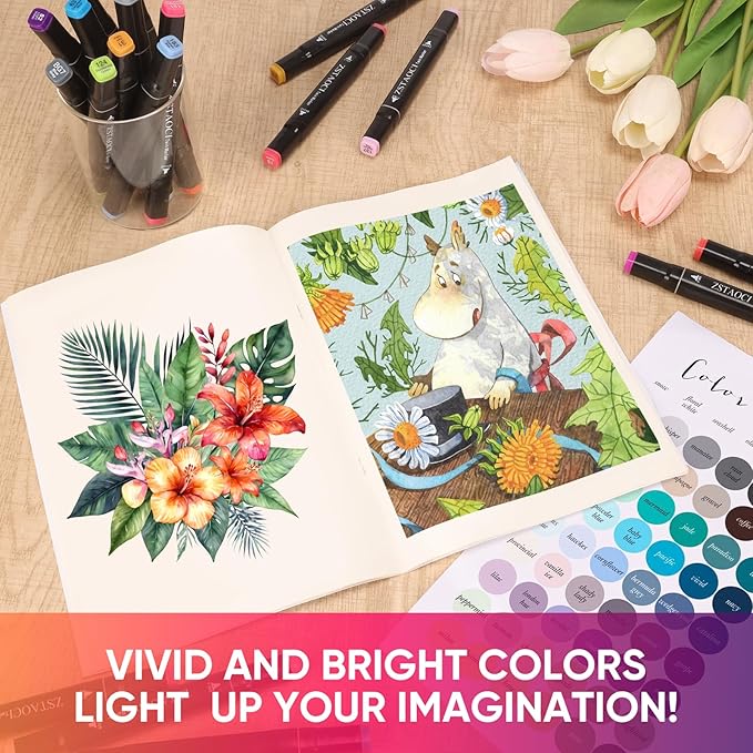 120 Colors Alcohol Markers, Art Markers for Kids Adults Artists Coloring Book Painting Sketching, Dual Tip Drawing Marker Set Perfect for Boys Girls Students Gift (120)