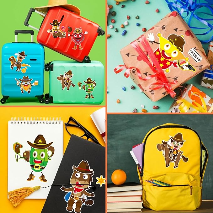 24 Sheets Western Cowboy Stickers, Make a Face Stickers for Kids, Make Your Own Cowboy Sticker DIY Crafts for Birthday Activities Party Supplies Classroom Rewards Gifts