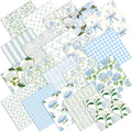 20 Pcs 10''x10'' Hydrangea Quilting Fabric Square Bundle Watercolor Dusty Blue Floral Precuts Quiltted Fabric Printed Patchwork Material Supplies for Holiday Patchwork DIY Sewing Crafts