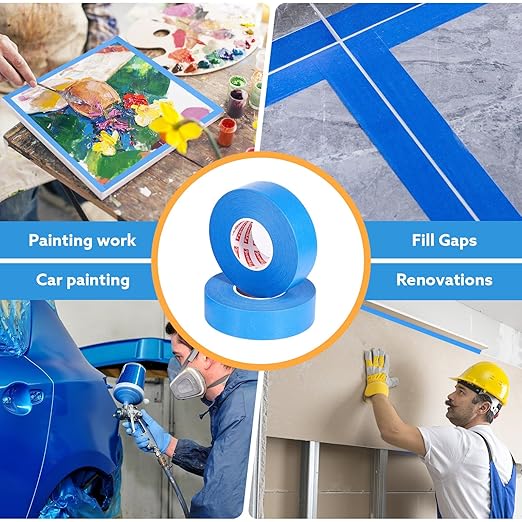Blue Painters Tape 1 Inch Wide, 10 Pack Blue Painters Masking Tape Bulk for Wall Painting Edges Trimming, 1 Inch X 55 Yards X 10 Rolls(550Yards Tatol)