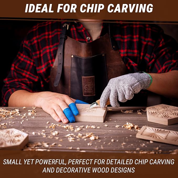 BeaverCraft Chip Carving Knife C6 1" - Wood Carving Tools for Beginners and Kids - Small Whittling Knife for Detail