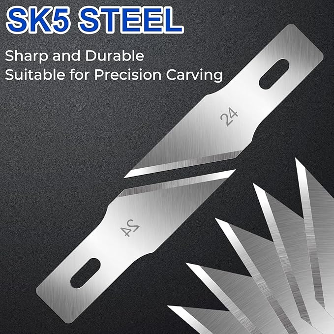 DIYSELF 150 PCS Hobby Knife Replacement Blades, #24 Sharp Exacto Knife Blades, Hobby Knife Blade Refills with Storage Case, High Carbon Steel Exacto Blades for Craft, Scrapbooking, Stencil (#24）
