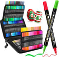 Tongfushop 120 Colors (12 Metallic) Acrylic Paint Marke, Dual Fine & Brush Tip Paint Pens, No Bleed & Quick-Dry with Case for Rock Painting, Canvas, Wood, Ceramic, Glass, Adult & DIY Art Supplies