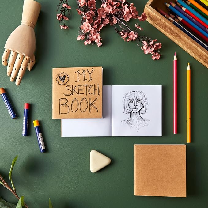 48 Pack Mini Blank Books for Kids - Bulk Sketchbooks, Kraft Paper Notebooks for Classroom, Party Favors, Travel Writing (4x4 In)