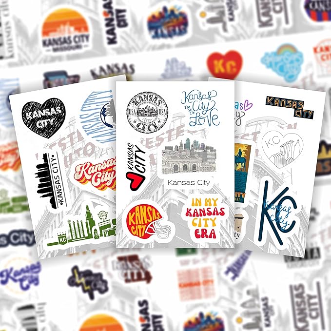 BulbaCraft BulbaCraft Kansas City Stickers for Water Bottle and Laptop - City Souvenirs, Decorations & Gifts, Waterproof Vinyl Decals, Gifts for Women & Men