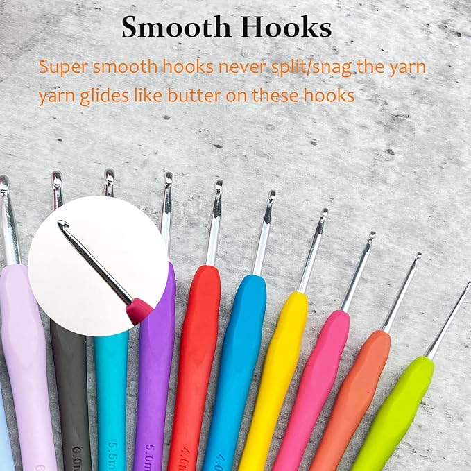 Mdoker 8mm 2PCS Crochet Hook Ergonomic Handle Crochet Hook Needles for Arthritic Hands,Extra Long Crochet Hooks for Beginner Crocheting Yarn(8mm)