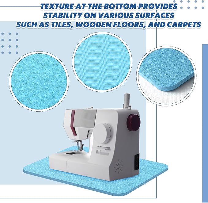 2 Pcs Sewing Machine Muffling Mat Pedal Sewing Mat Reduce Vibrations Noise No Slip Machine Accessories for Quilting (15'' X 20'' and 9'' X 14'',Sky Blue)