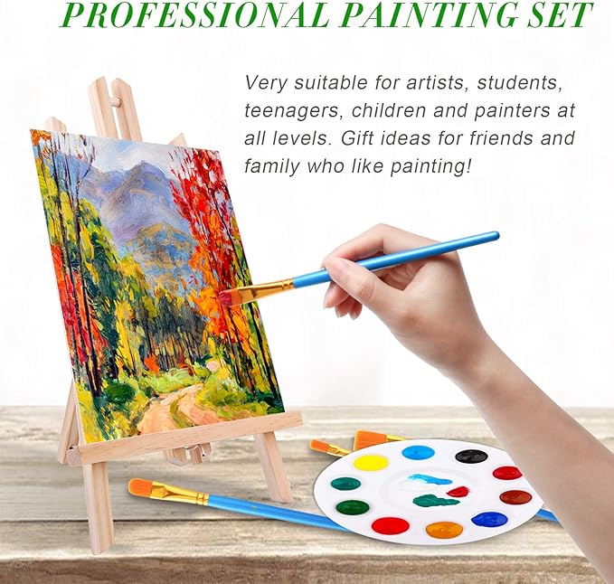 ESRICH Acrylic Paint Set,Painting Supplies with 2 PCS of 12 Colors Acrylic Paint,1 Easel 3 Canvas 30 Paintbrushes and 3 Palettes, Paint Kit for Kids,Students, Artists and Beginner