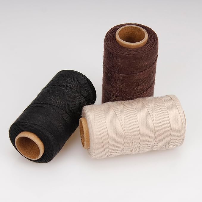 Lusecarl Polyester Thread 110 Yards Each Spool for Hair Extensions 3 Rolls Hair Weave Sewing Threads for Hand Sewing, Hair Extensions, Making Wigs DIY (3 Thread, 3Color)