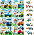 24 Sheets 8''×6'' Make Your Own Farm Tractor Stickers for Toddlers Kids Party Favors, Make a Face Sticker, Fall Autumn Stickers for Kids Farm Themed Birthday Party Favors Supplies Crafts (8 Designs)