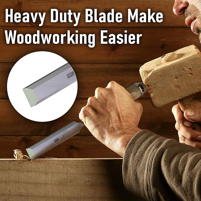 Woodworking 4 PC Wood Chisel Set Chrome-Vanadium Steel with Hornbeam Handles for Carpentry, Woodworking, Carving, Craftsman, 1/4 inch,1/2 inch,3/4 inch, 1 inch