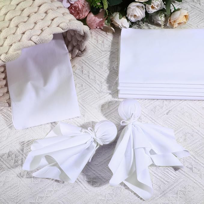Breling 20 Pcs 10 x 10 Inch Cotton Fabric Bundle Squares Precut Fabric Squares for Sewing Making Quilts for Craft Lovers (One Size,White)