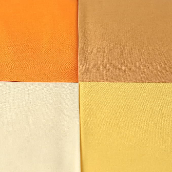 18 * 21inch Cotton Fabric Premium, Solid Precut Fabric Pure Quilting Fat Quarter Bundles Patchwork for Sewing DIY Craft (Orange, 4PCS)