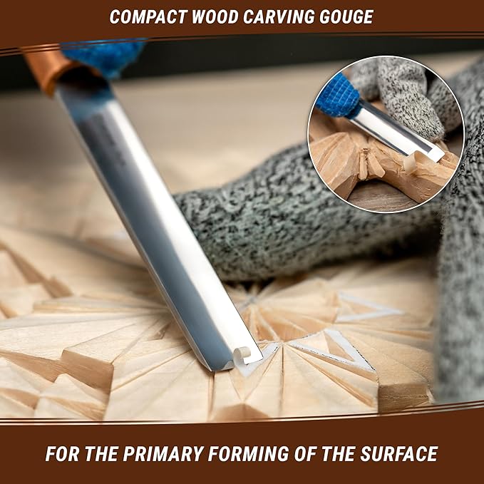 BeaverCraft Wood Carving Gouge K5/12 Woodworking Hand Chisel Compact Wood Carving Knife for Beginners and Profi