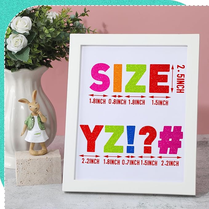 Harloon 232 Pcs 24 Sheets Large Glitter Letter Stickers Big Font Alphabet Letter Self Adhesive Letters Kit Mailbox Stickers for Mailbox Bulletin Boards Classroom Home(Colorful,2.5'')