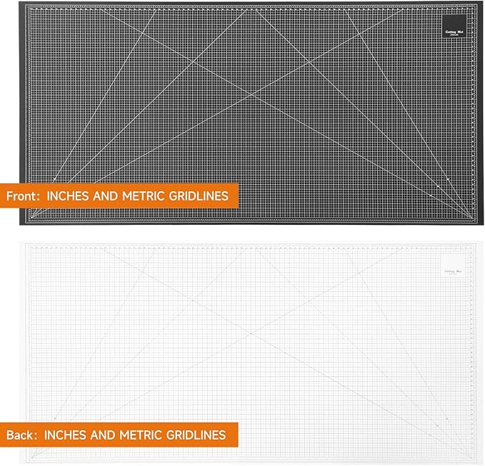 Extra Large 47'x94' Self Healing Cutting Mat，Non-Slip Worktable Mat，Black and White Side printed with precise grid lines