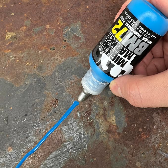BM-72 Bottle Marker, 2oz (60ml) Alcohol-Based Paint, 1.2mm Steel Ball Tip, Valve Action, Waterproof & Weatherproof, Writes on Rough & Oily Surfaces, Made in USA - 3 Pack