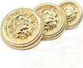 Lion Head Gold Metal Shank Buttons - 3 Size Options - 12 Piece Luxury Lion Round Wave Metal Shank Buttons for Men Women Blazer Coat Uniform Shirt Suit and Jacket Sewing Craft DIY 23mm, BL7833