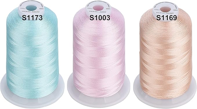 Simthread - 33 Selections - Various Assorted Color Packs of Polyester Embroidery Machine Thread Huge Spool 5500Y for All Sewing Embroidery Machines - 6xPastel Colors 2