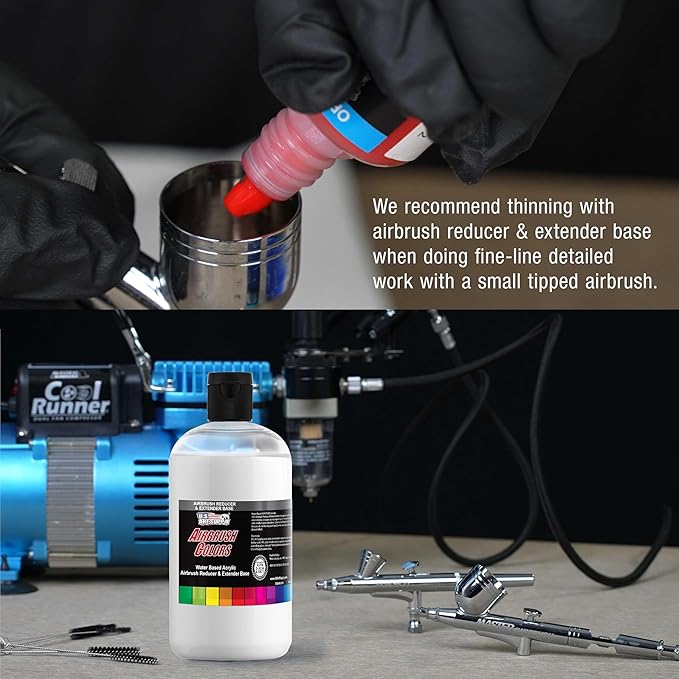 U.S. Art Supply 16-Ounce Airbrush Thinner Reducer and Extender Base for Acrylic Paints - Airbrush Paint Thinner, Reduces Viscosity, Improves Flow, Thins Acrylic Pouring Paint