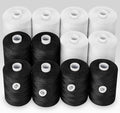 ilauke Sewing Thread, 12 Spool All Purpose Polyester Thread, Each 1000 Yards Sewing Thread for Hand Sewing,Quilting,Sewing Machine, 6 x White & 6 x Black