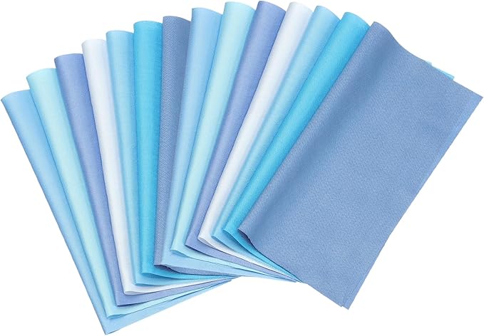 PATIKIL Cotton Fabric Bundles, 14 Pcs 8 x 8 Inch Fat Quarter Solid Color Precut Fabric Squares for Sewing Patchwork Quilting DIY Crafts, Blue