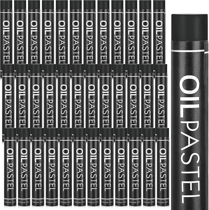 Geyoga 36 Pcs Soft Oil Pastels Bulk Artists Oil Crayons Single Color Creamy Pastels for Art Painting Drawing Blending for Artists(Black)