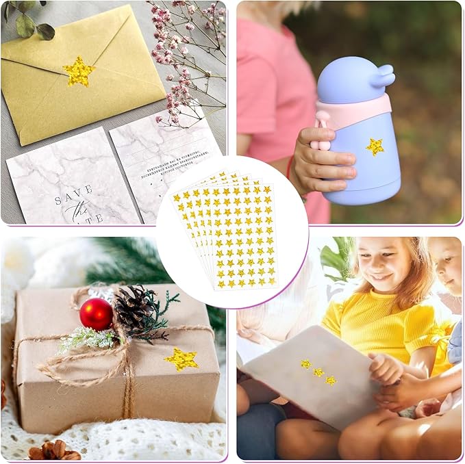 3000 PCS Star Stickers, 0.6" Sparkly Holographic Stickers, Kids Rewards Holographic Gold Star Stickers, Foil Star Stickers for Behavior Chart, Student Planner, School Classroom Teacher Supplies, DIY