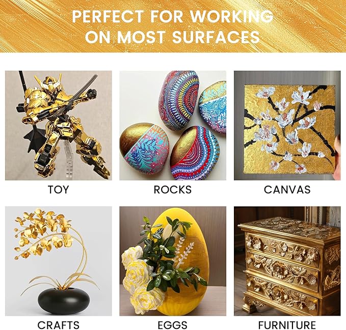 ARTME Acrylic Paint Metallic Gold, 100ml Gold Leaf Paint for Art Painting, Hand-crafts, Non-Toxic, Non-Fading Gold Paints Ideal for Canvas, Wood, Fabric, Ceramic, Stone Craft Supplies