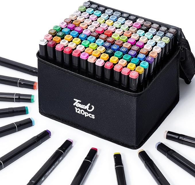 120 Colors Alcohol Markers - Dual Tip Permanent Art Markers Set for Coloring Drawing Painting, Fine and Chisel Tip Alcohol Based Pens with Organizing Case for Adult Artists
