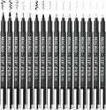 16 Pack Calligraphy Pens, Hand Lettering Pens, Brush Markers Black Ink for Beginners Writing, Lettering, Journaling, Art Drawing, Signature, Illustrations and Office School Supplies