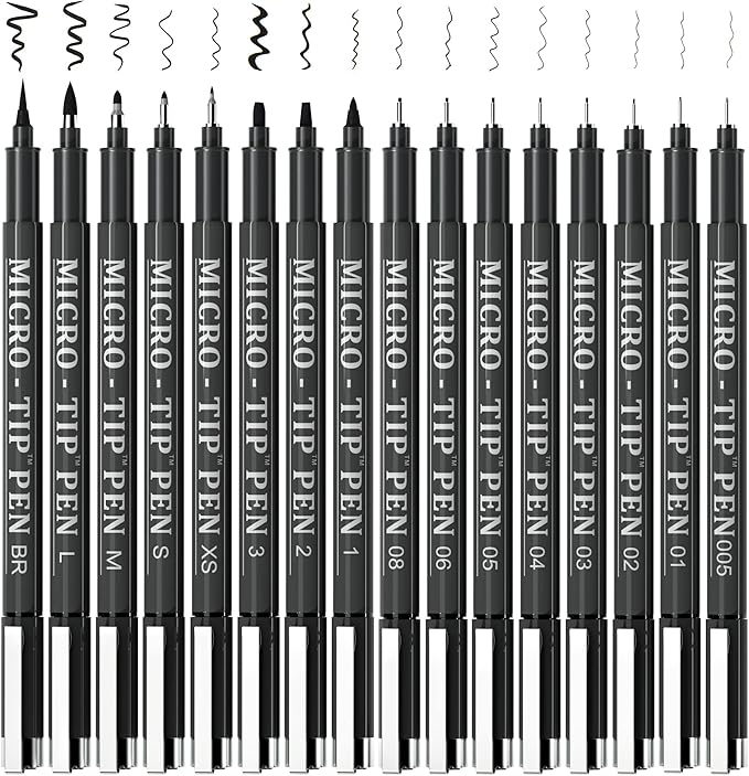 16 Pack Calligraphy Pens, Hand Lettering Pens, Brush Markers Black Ink for Beginners Writing, Lettering, Journaling, Art Drawing, Signature, Illustrations and Office School Supplies